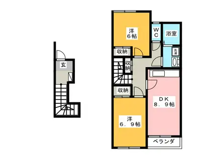 ELLE CITY OLIVIA(2DK/2階)の間取り写真