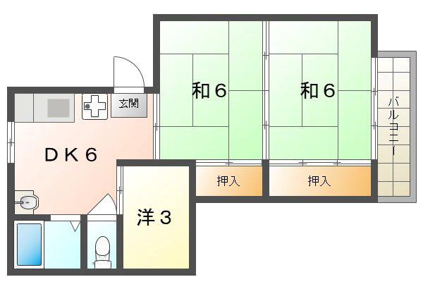 GMビル第三(3DK/6階)の間取り写真