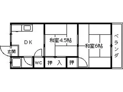 貴船マンション(2K/1階)の間取り写真