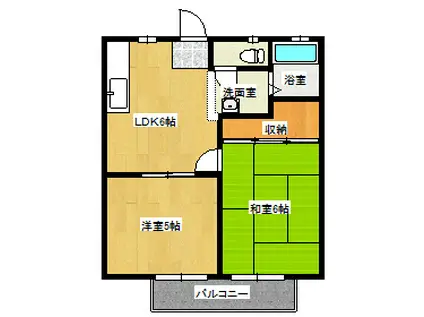 エトワール東岡山II(2DK/2階)の間取り写真