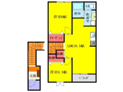ヴィラ・ファミーユ(2LDK/2階)の間取り写真