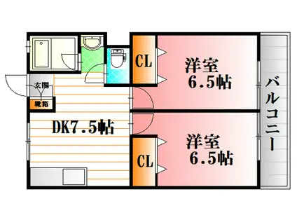 BLUE HILLS(2DK/5階)の間取り写真
