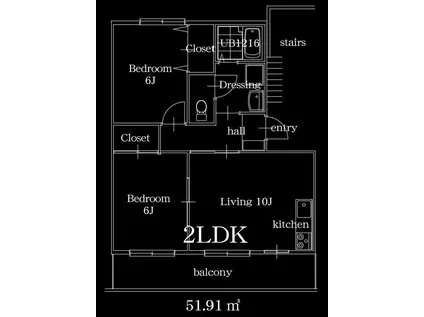 ISLAND上平野(2LDK/3階)の間取り写真