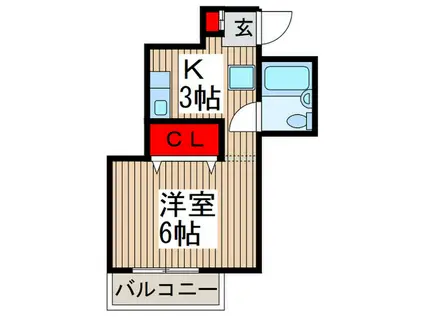 エール狭山ヶ丘(1K/4階)の間取り写真