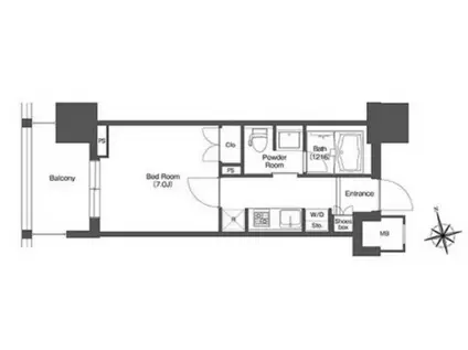 リーブルグラント西新宿イースト(1K/7階)の間取り写真