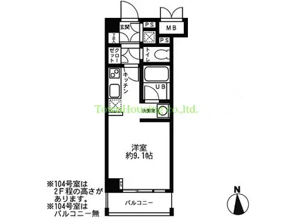 カスタリア尾山台(ワンルーム/1階)の間取り写真