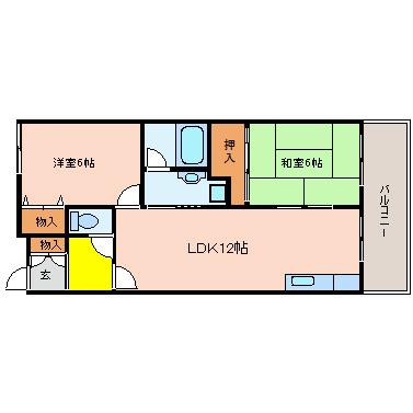 久宝寺西田マンション(2LDK/1階)の間取り写真