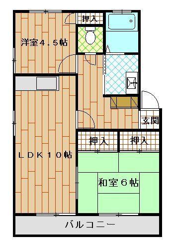エクセルメゾンA棟(2LDK/1階)の間取り写真