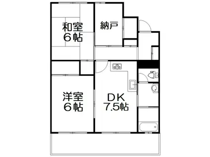 枚方ハイツ2号棟(2SDK/2階)の間取り写真