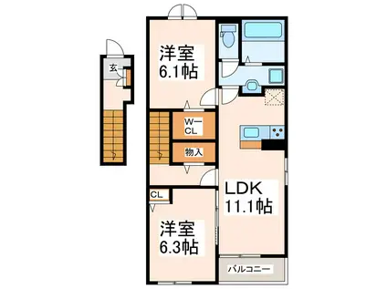 クィーン レジデンス(2LDK/2階)の間取り写真