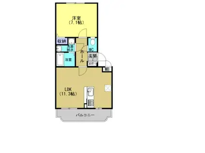 Y&Mダリヤパーク(1LDK/1階)の間取り写真