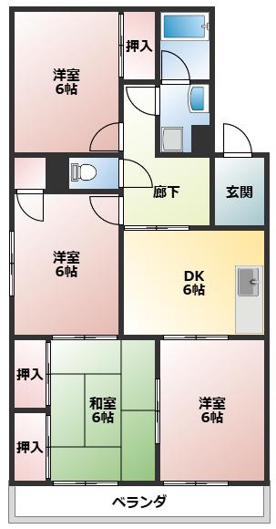 サンパーク森(4DK/1階)の間取り写真
