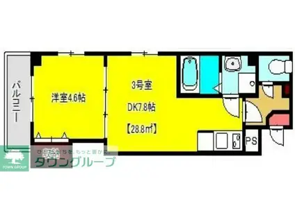 エヌ・アダージオ幕張(1DK/1階)の間取り写真