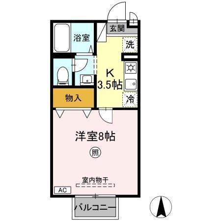 フローレ水江(1K/2階)の間取り写真