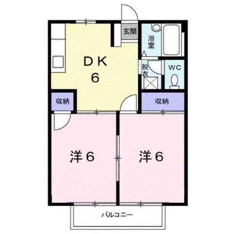 ルミネハイツ(2DK/2階)の間取り写真