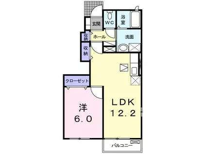 ソレアード II(1LDK/1階)の間取り写真