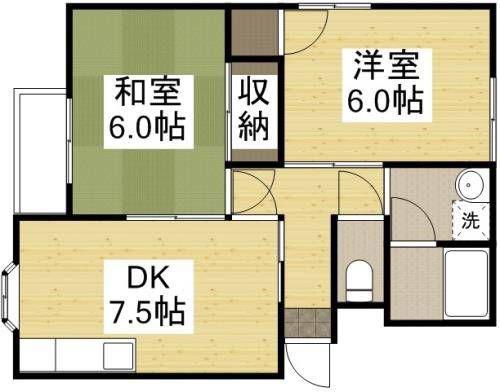 リバーサイドハイツ(2DK/2階)の間取り写真