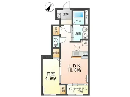 リバティコートH&M V(1LDK/1階)の間取り写真