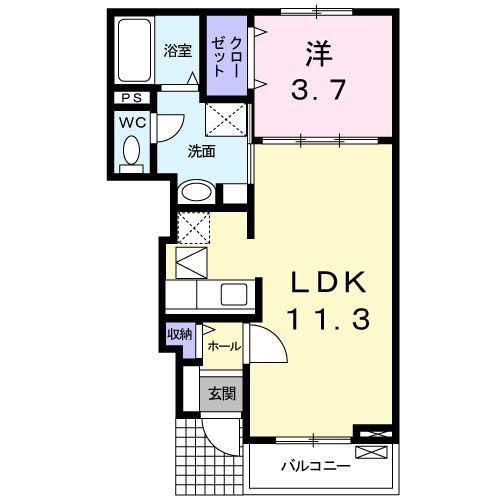 アミックスIIC(1LDK/1階)の間取り写真