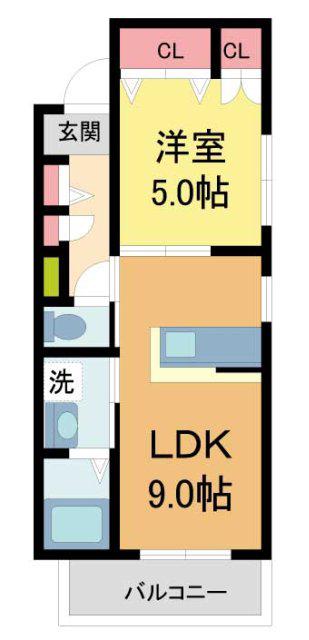 GRANATE西宮(1LDK/2階)の間取り写真