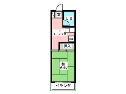 ツインハイツ鷺宮(1K/2階)の間取り写真