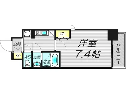 ミッドコートウメキタ(1K/2階)の間取り写真