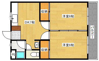 上安ビル第5(2DK/2階)の間取り写真