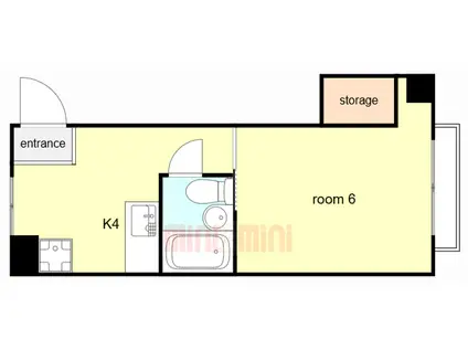 加野ハイツ(1K/4階)の間取り写真