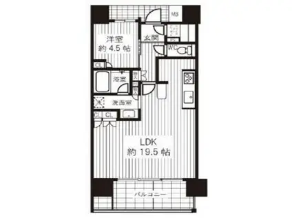 プラウド堀江公園(1LDK/13階)の間取り写真