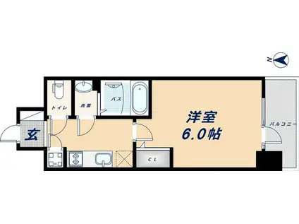 エスリード難波ステーションゲートサウステラス(1K/2階)の間取り写真