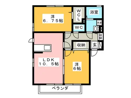 コンフォート弐番館(2LDK/2階)の間取り写真