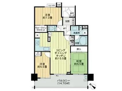ライオンズ稲毛マスターマークス(3LDK/14階)の間取り写真