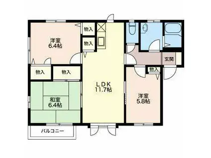 エントピアIKEDA A(3LDK/2階)の間取り写真