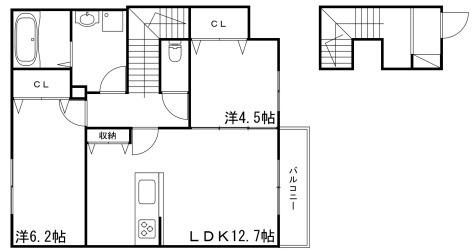 サンサージュ加納原田II(2LDK/2階)の間取り写真