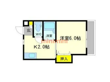 テラスパーク吹田(1K/2階)の間取り写真