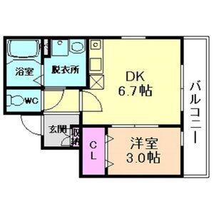 朝の春風とふんわりしっぽ(1DK/3階)の間取り写真