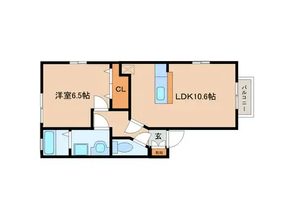 グランシャリオ(1LDK/2階)の間取り写真