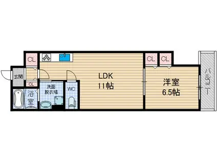 クリエオーレ太田I(1LDK/3階)の間取り写真