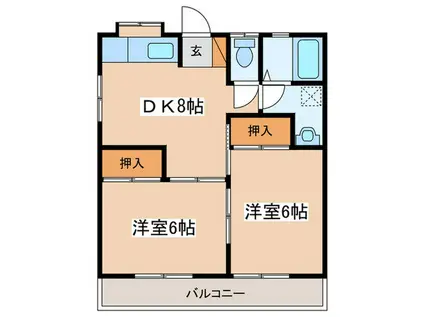 星崎アパート1号棟(2DK/2階)の間取り写真