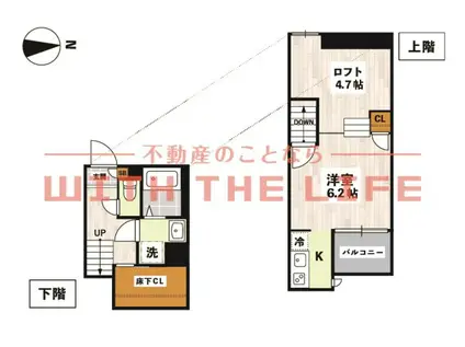 ADC小郡ラシュレ(1SK/2階)の間取り写真