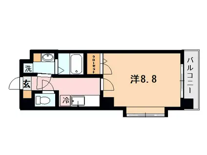 スカイビル(1K/8階)の間取り写真
