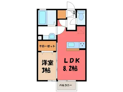 メデューズ(1LDK/1階)の間取り写真
