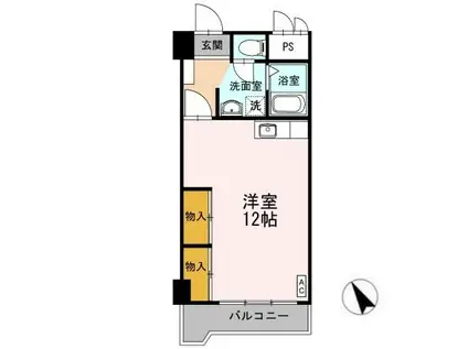 棒屋助信ハイツ(ワンルーム/2階)の間取り写真