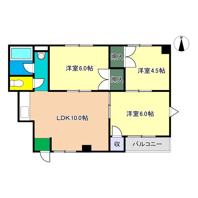 ライブコーポ若草(3LDK/3階)の間取り写真