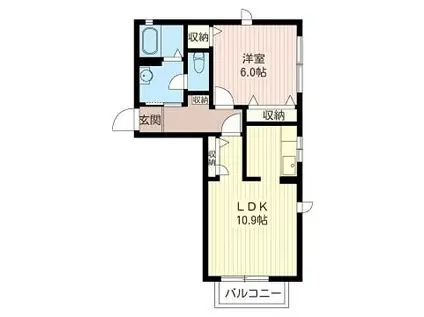 カーム末広E(1LDK/2階)の間取り写真
