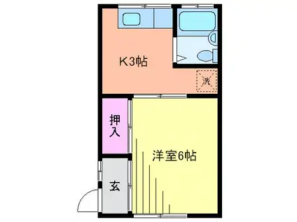 バーリーハウス(1K/2階)の間取り写真