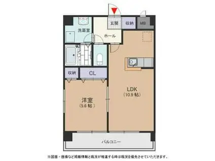 デュオ・ルミエール(1LDK/2階)の間取り写真