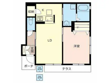 シャーメゾンリーフII(1LDK/1階)の間取り写真