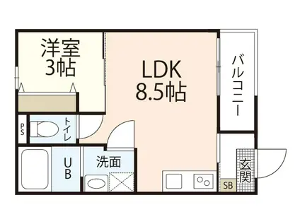 BAYSIA宇品(1LDK/3階)の間取り写真