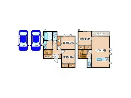 仮 東阿保戸建 B棟(3LDK)の間取り写真